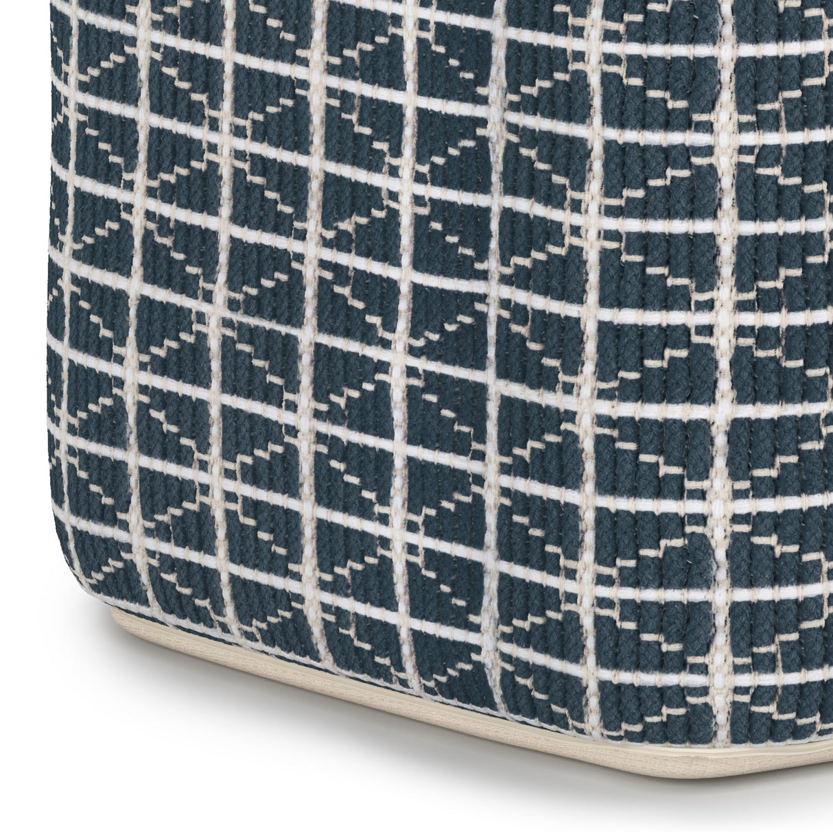 Noreen Square Pouf - Dark Blue / White