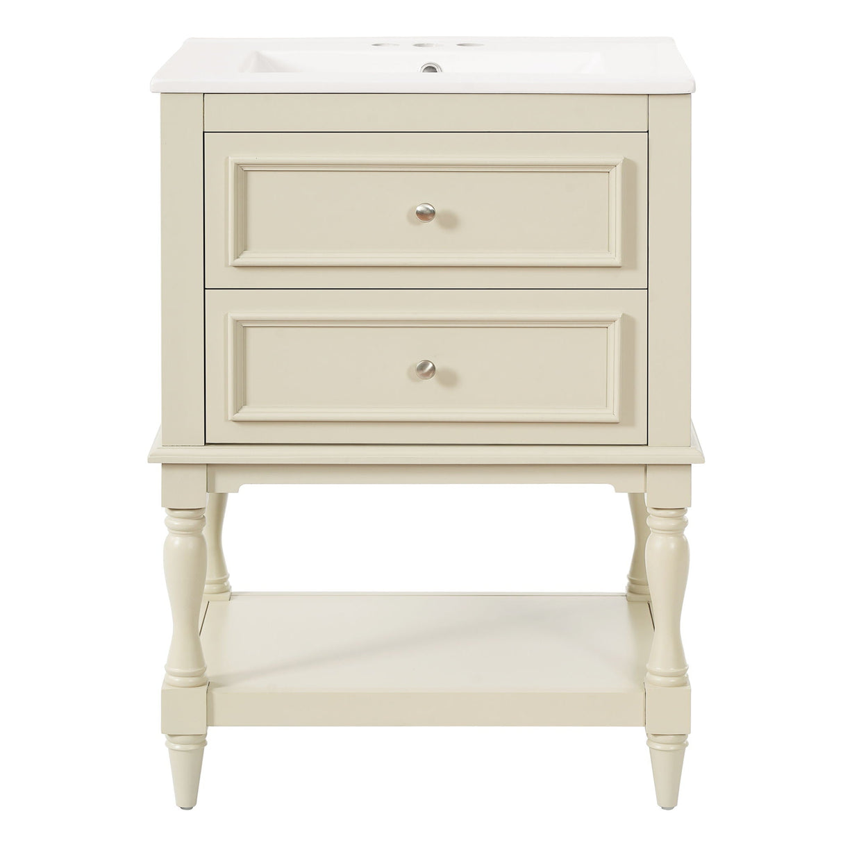 Bathroom Vanity With Sink, 2 Drawers Storage Cabinet, Open Shelf