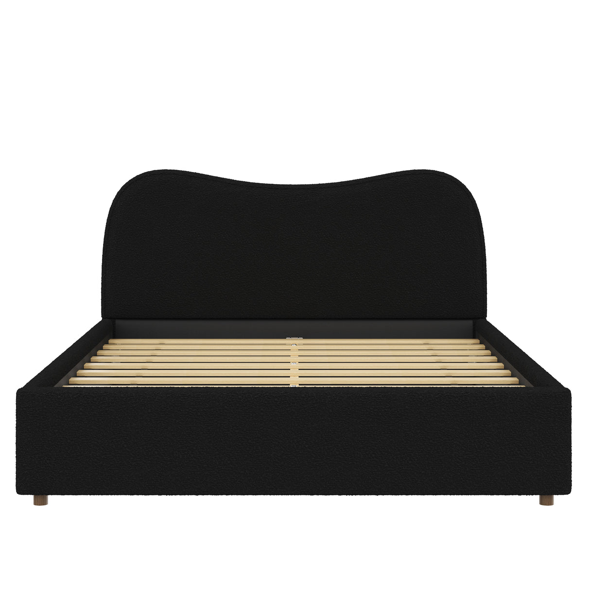 Queen Size Upholstered Platform Bed with Wooden Slats