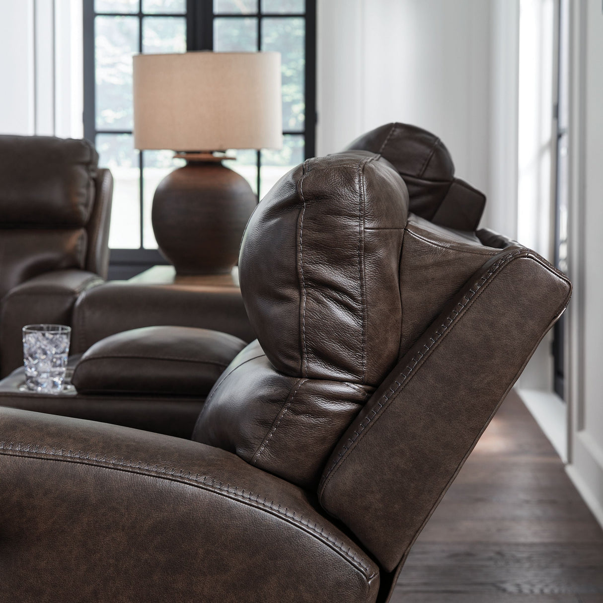 Crossplex - Power Reclining Loveseat / Console / Adjustable Headrest - Smoke