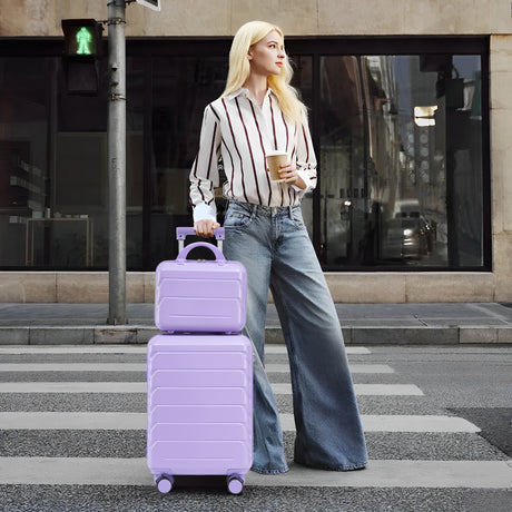 14'/20'-2-pcs/set-in-ABS-Spinner-Wheel-Luggage-(Purple)-Luggage-Sets