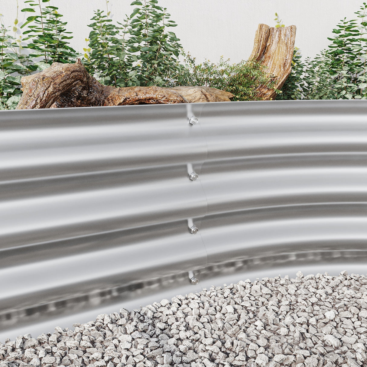 Raised Garden Bed Outdoor Oval Large Metal Raised Planter Bed - Silver