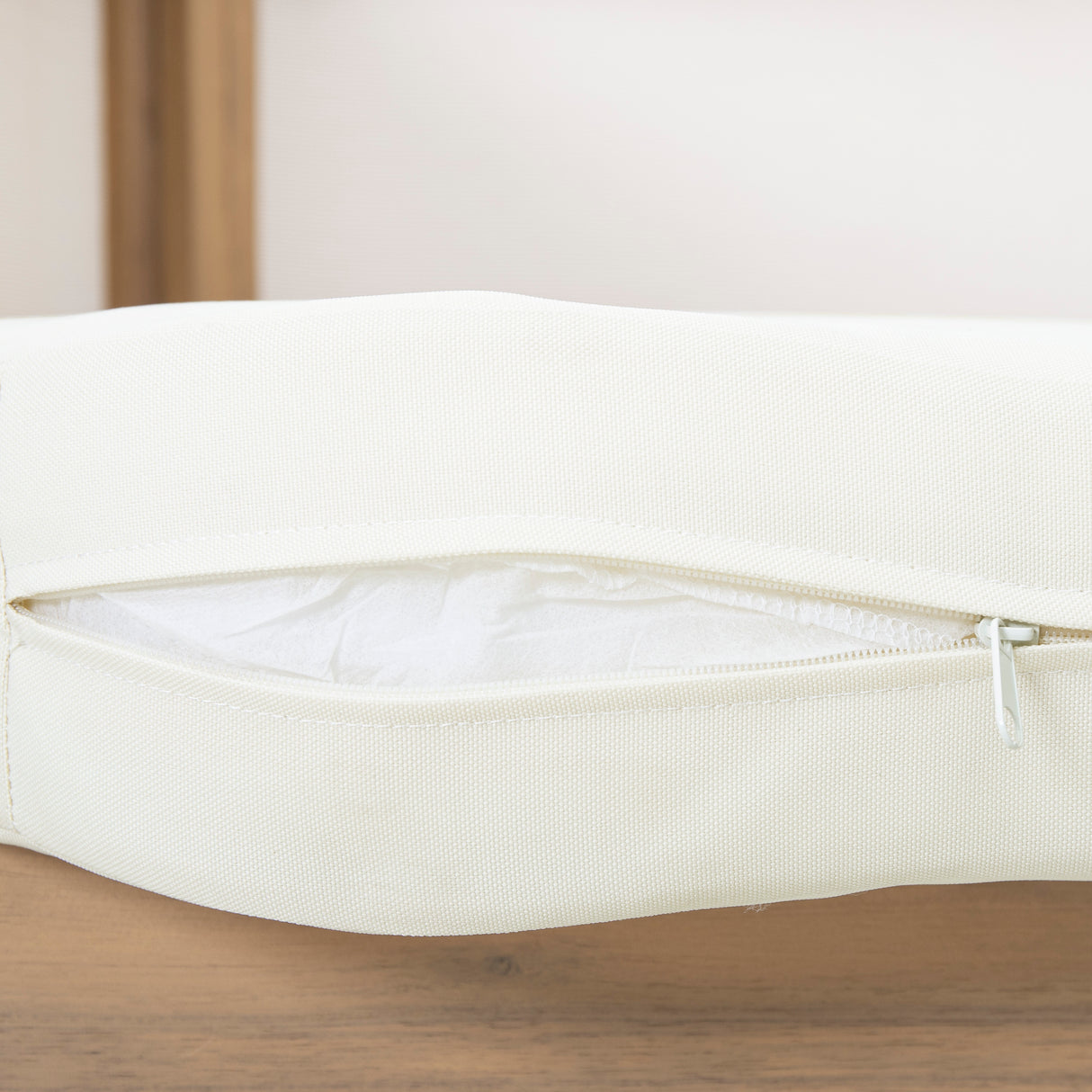 Outdoor acacia wood patio club chair, patio furniture, beige