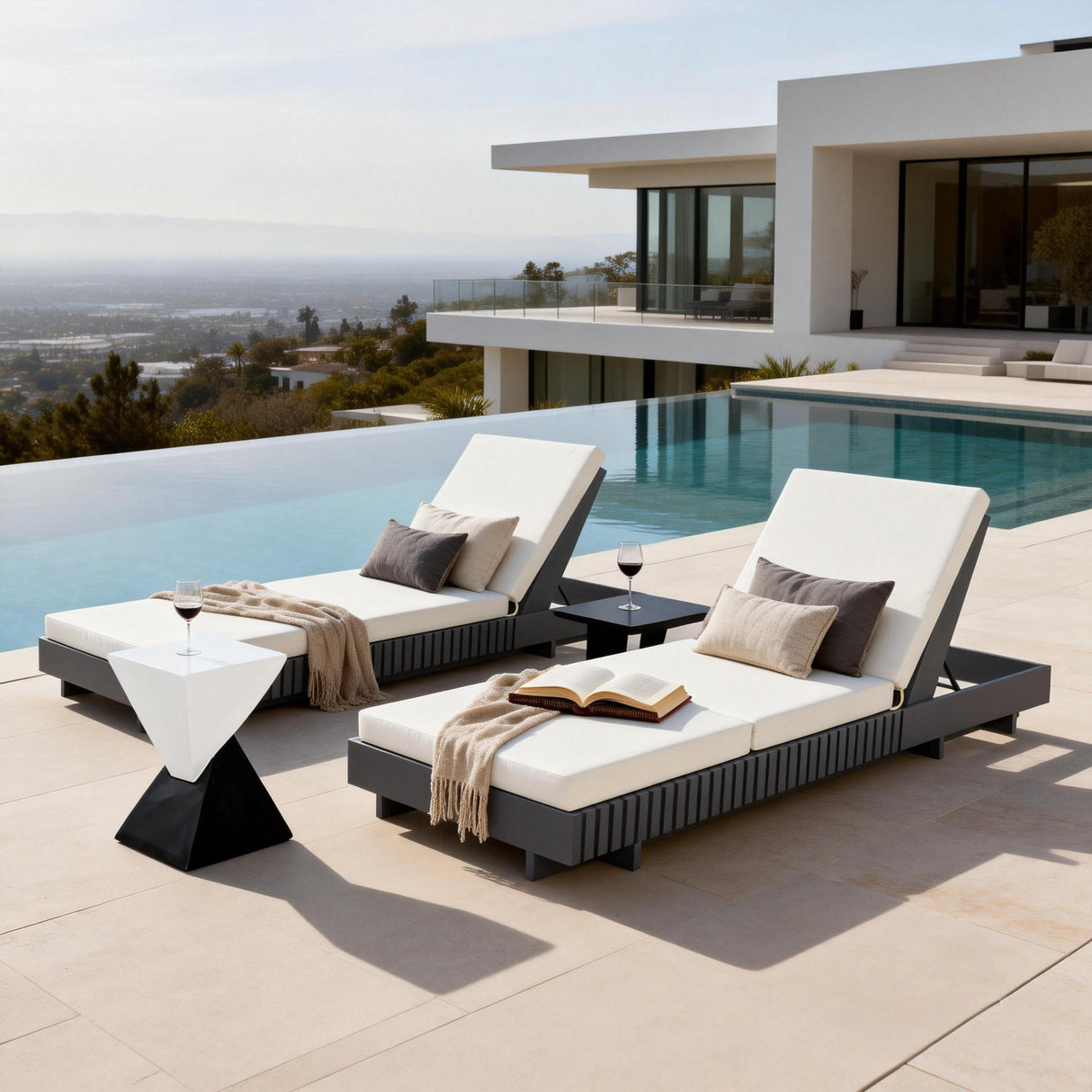 Dark Acacia Wood Chaise Lounge