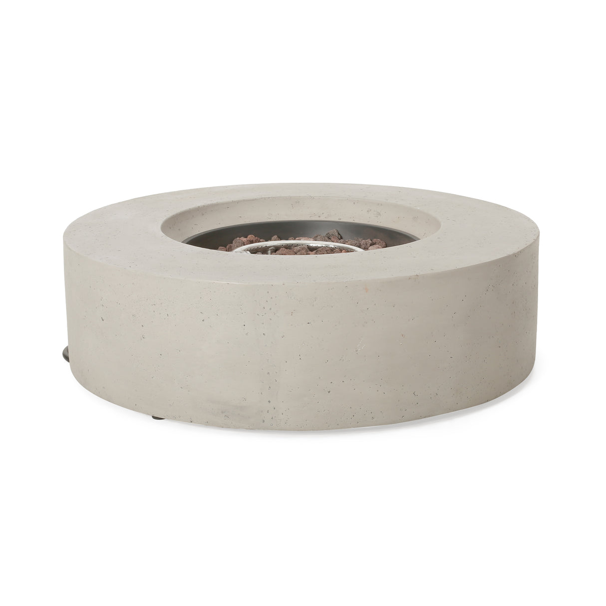 Modular circular concrete propane fire pit, light grey 50,000 btu