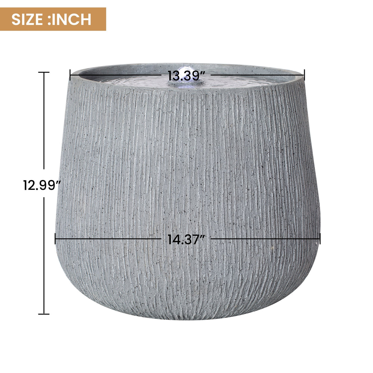 12.99' Gray Polyresin Outdoor Water Fountain with LED Light