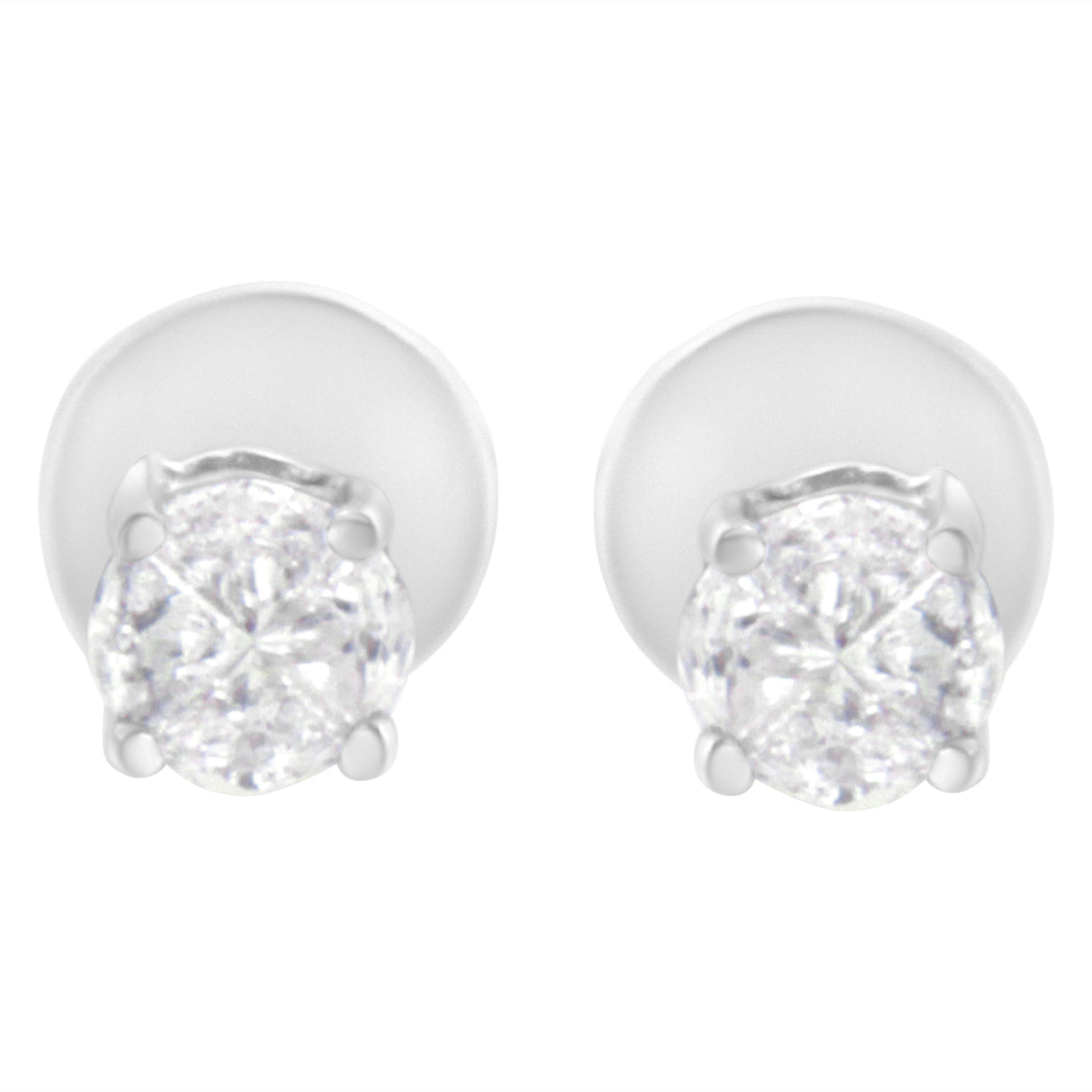 14K White Gold 1/2 Cttw Pie-Cut Diamond Solitaire Stud Earrings (H-I Color, SI1-SI2 Clarity)