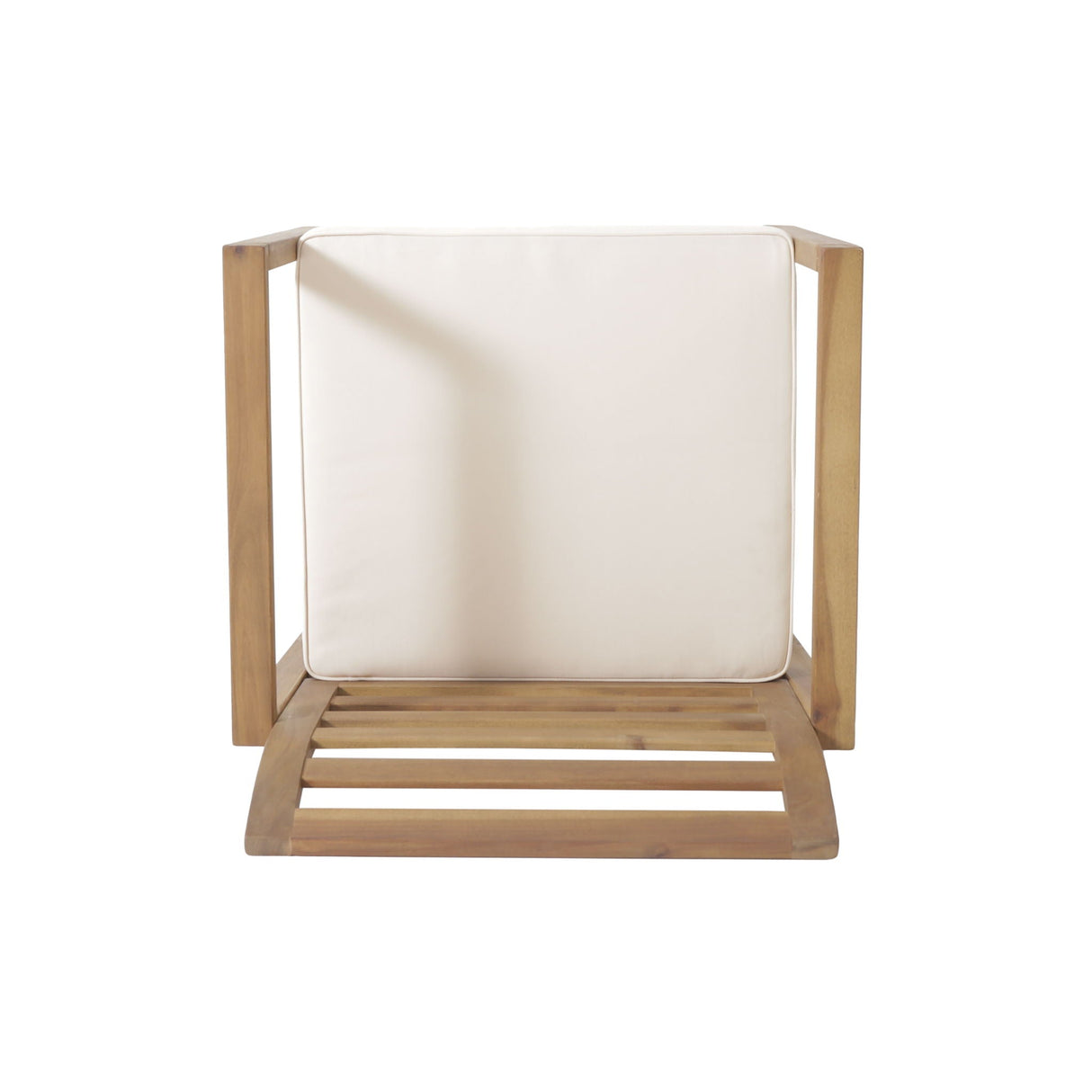 Outdoor Acacia Wood Club Chairs, 2 Pieces Set - Natural Stained / White
