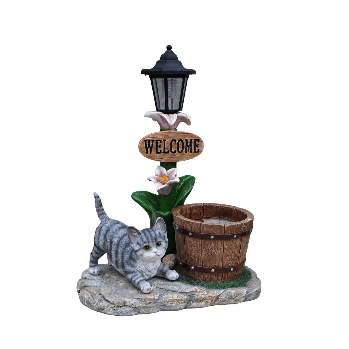 Lying Cat Solar Planter Garden Decor