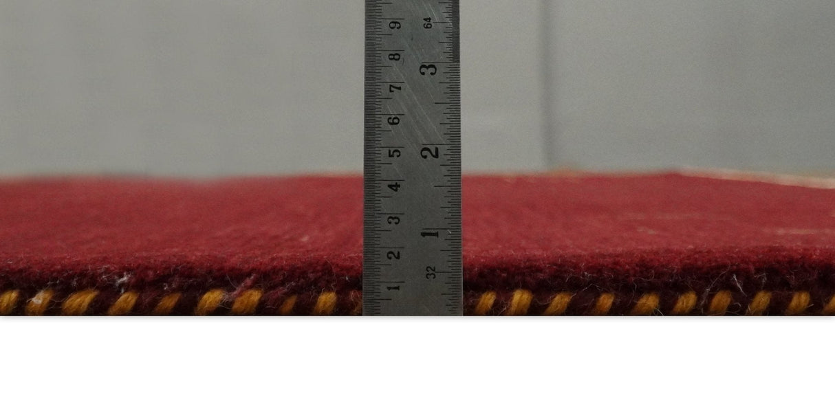 4x6 Solid Red Wool Hand Woven Southwestern Gabbeh Rug