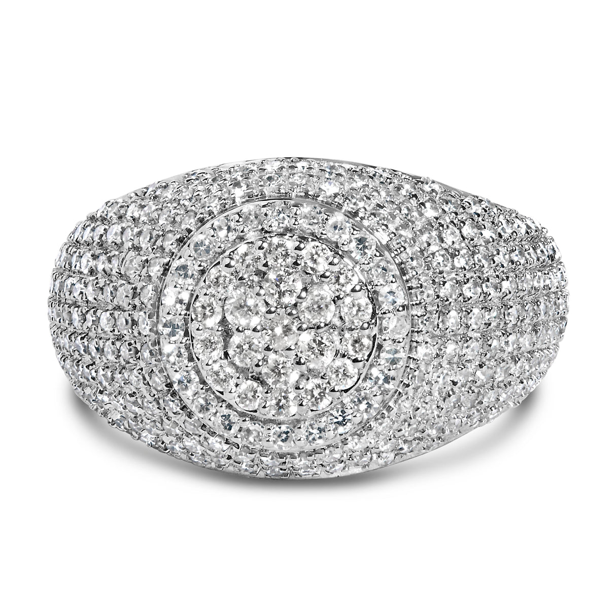 Men's 10K Yellow Gold 1 1/2 Cttw Diamond Cluster Dome Band Ring