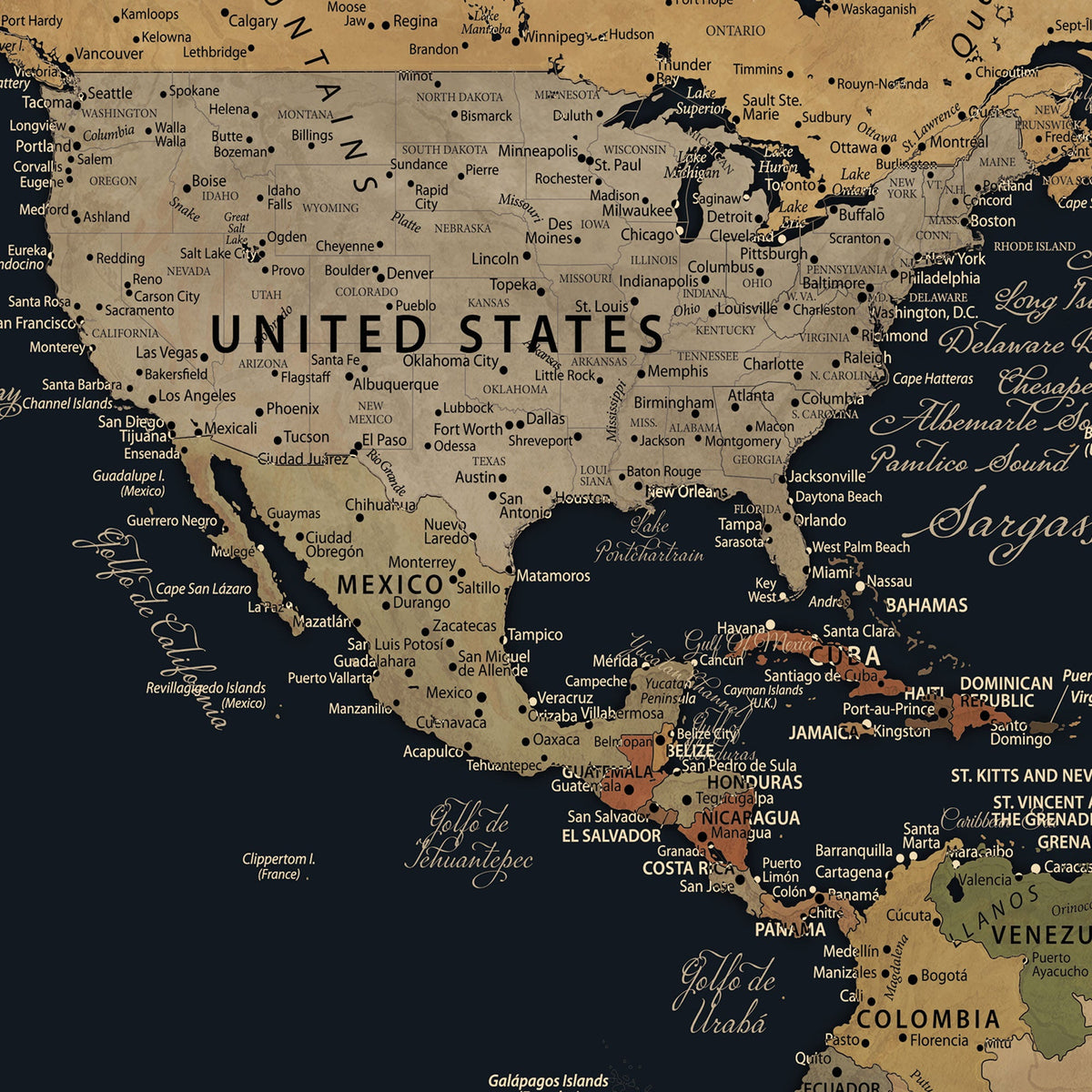 Personalized Family Travel Map Canvas – Custom Framed Push