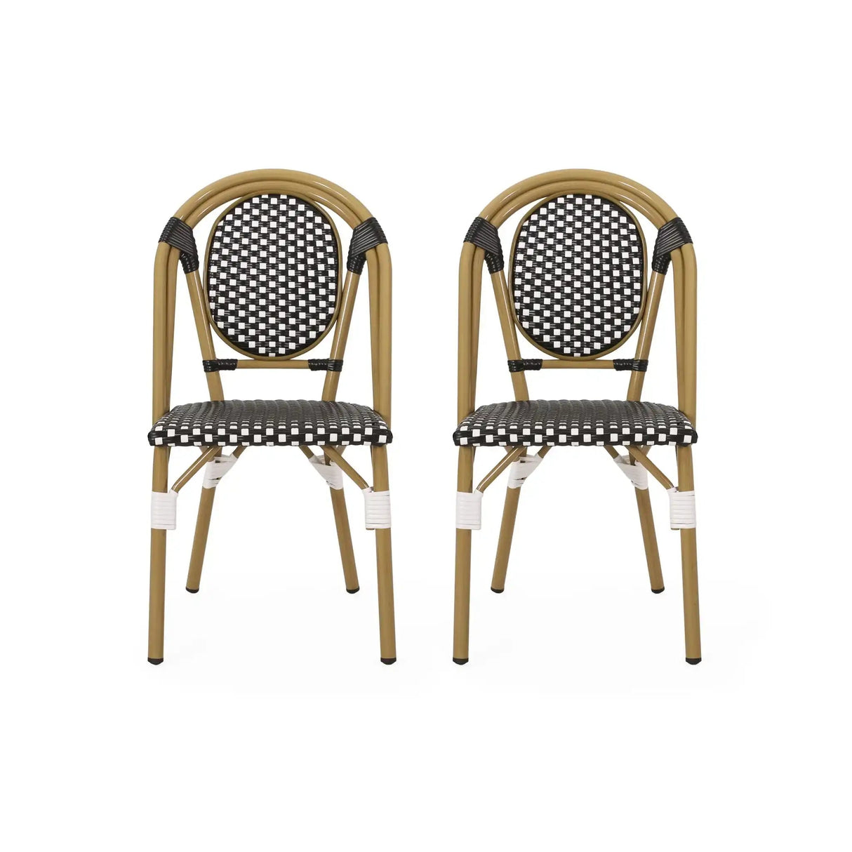 Outdoor Rattan and Aluminum French Bistro Chair Set