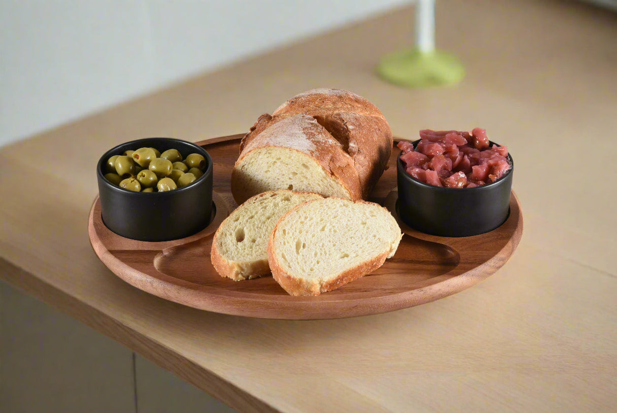 Charcuterie-/-Serving-Tray-w/-2-Ceramic-Bowls-w/-Lids-Serving-Tray