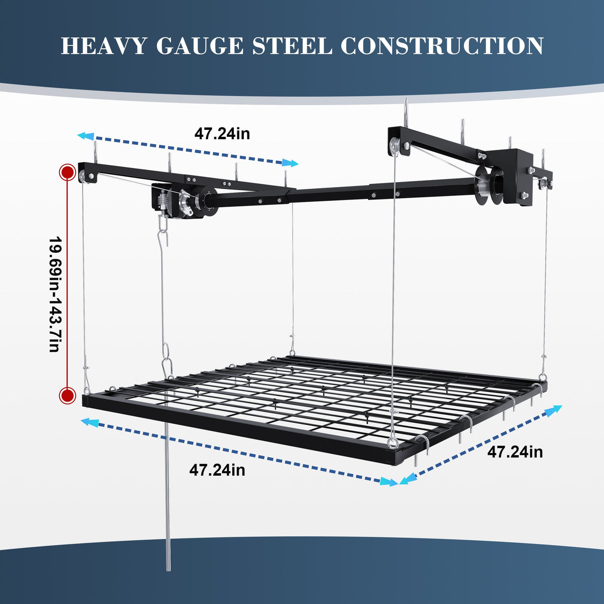 Overhead Garage Storage Rack 4x4 FT for High Ceilings