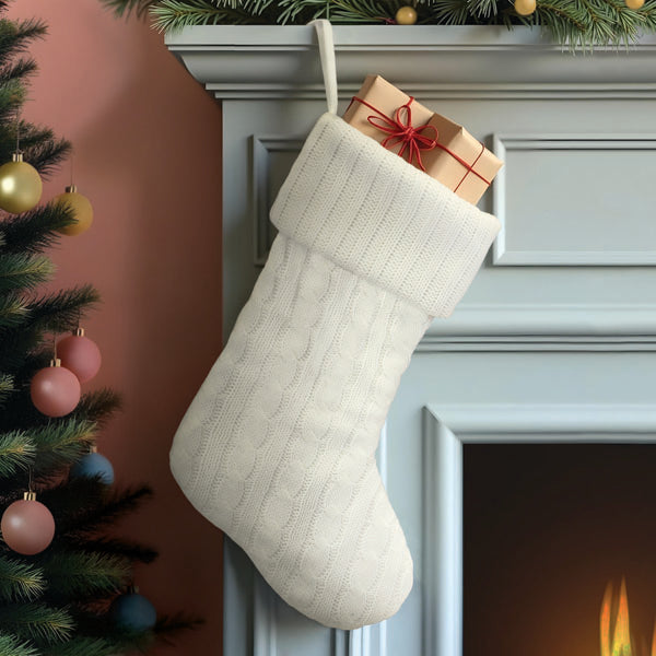 White-Plush-Cable-Knit-Stocking-Stocking
