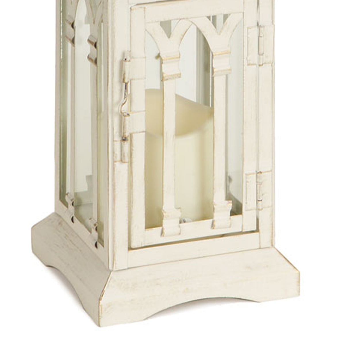 Ivory Metal Lantern with LED Candle (Set of 2)