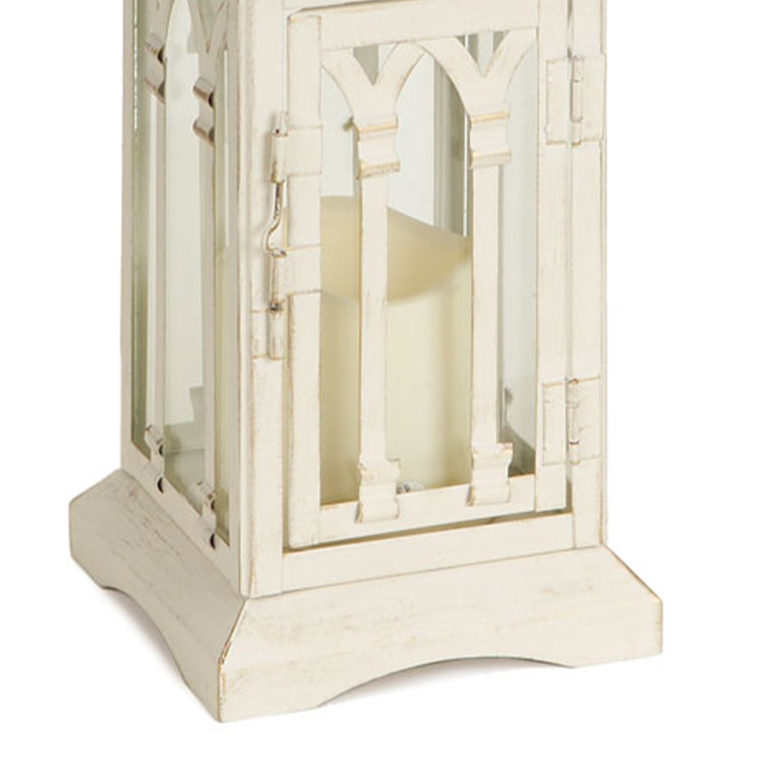 Ivory Metal Lantern with LED Candle (Set of 2)