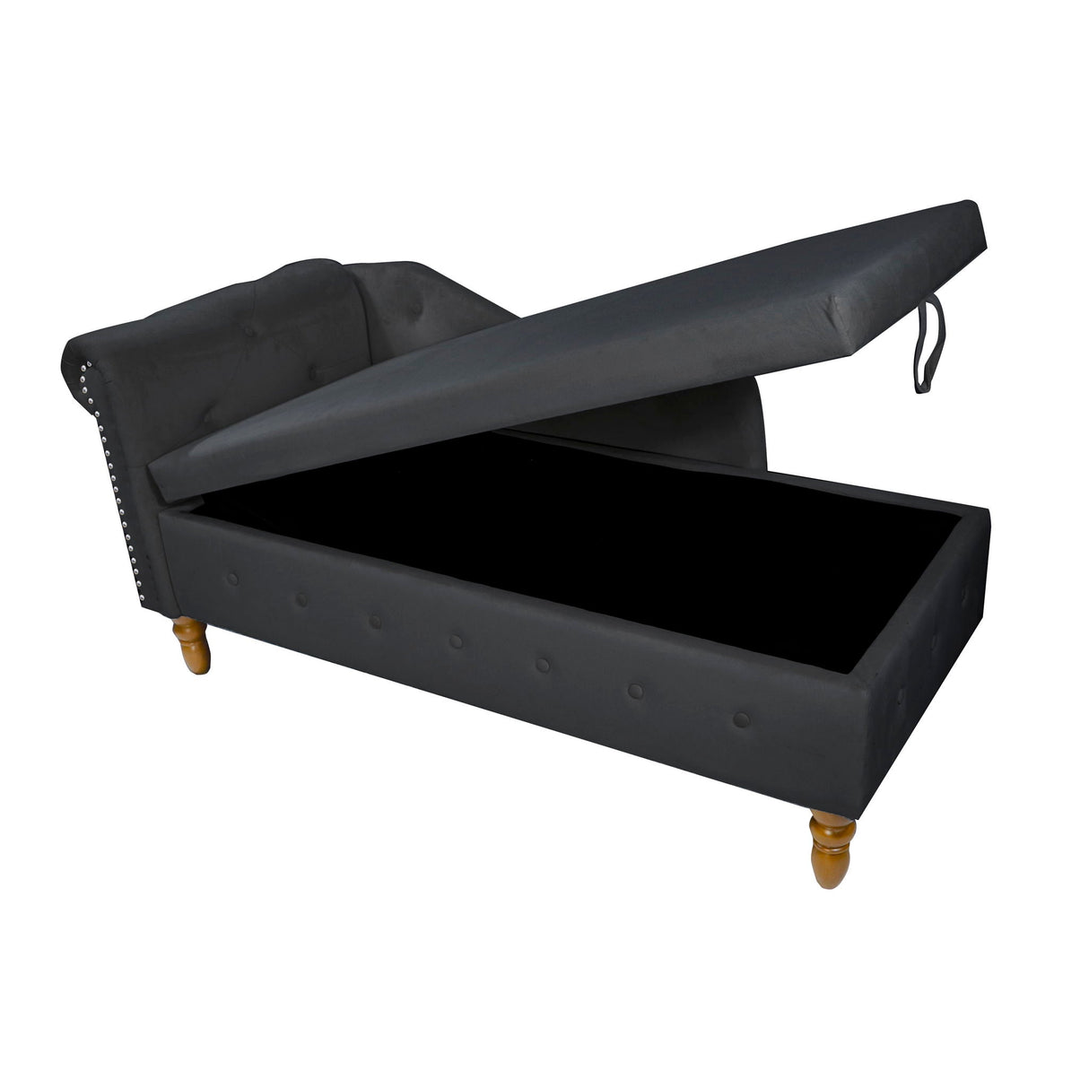 Chaise Lounge Indoor, Lounge Chair For Bedroom With Storage & Pillow, Modern Upholstered Rolled Arm Chase Lounge For Sleeping With Nailhead Trim For Living Room Bedroom Office