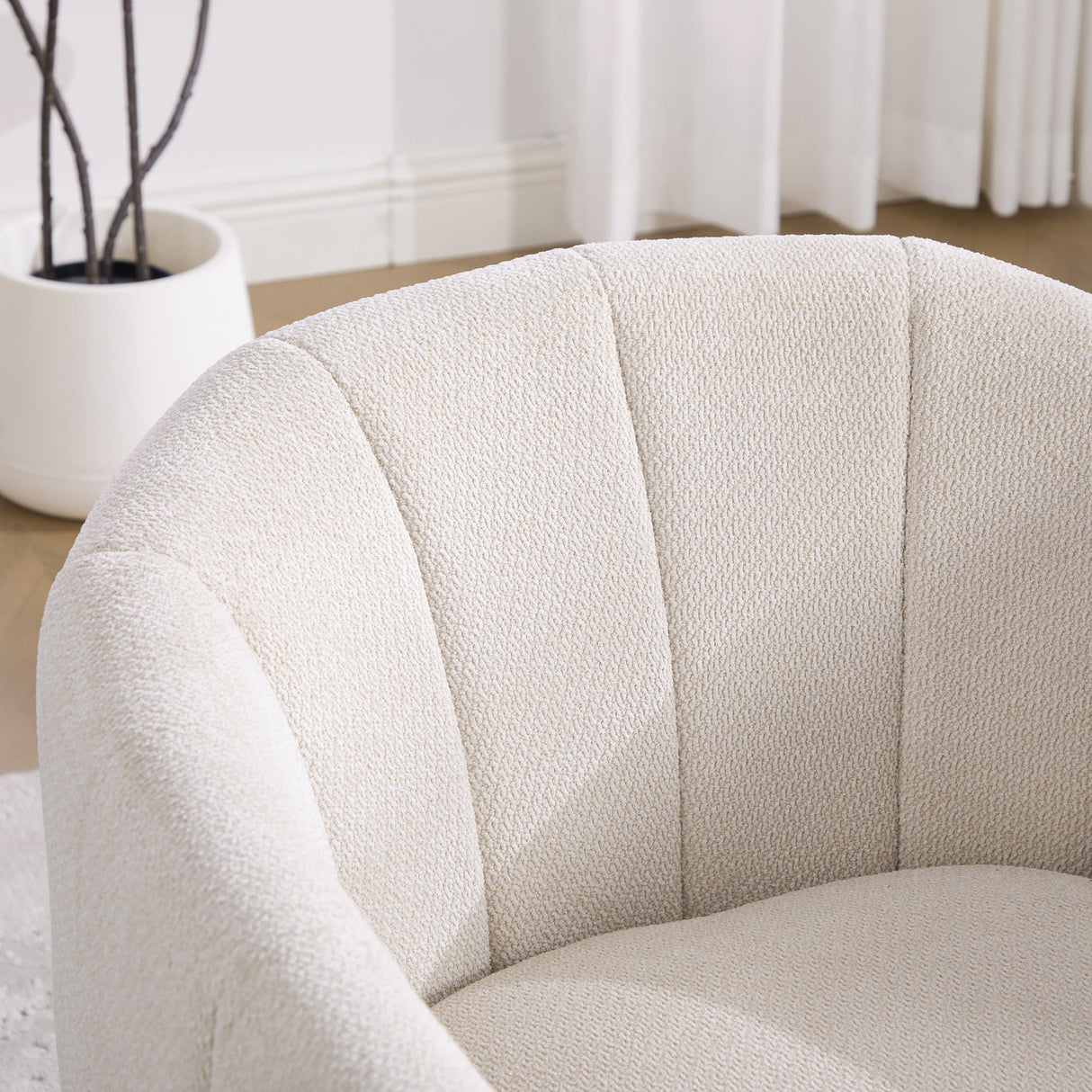 Upholstered Chenille Swivel Barrel Chair