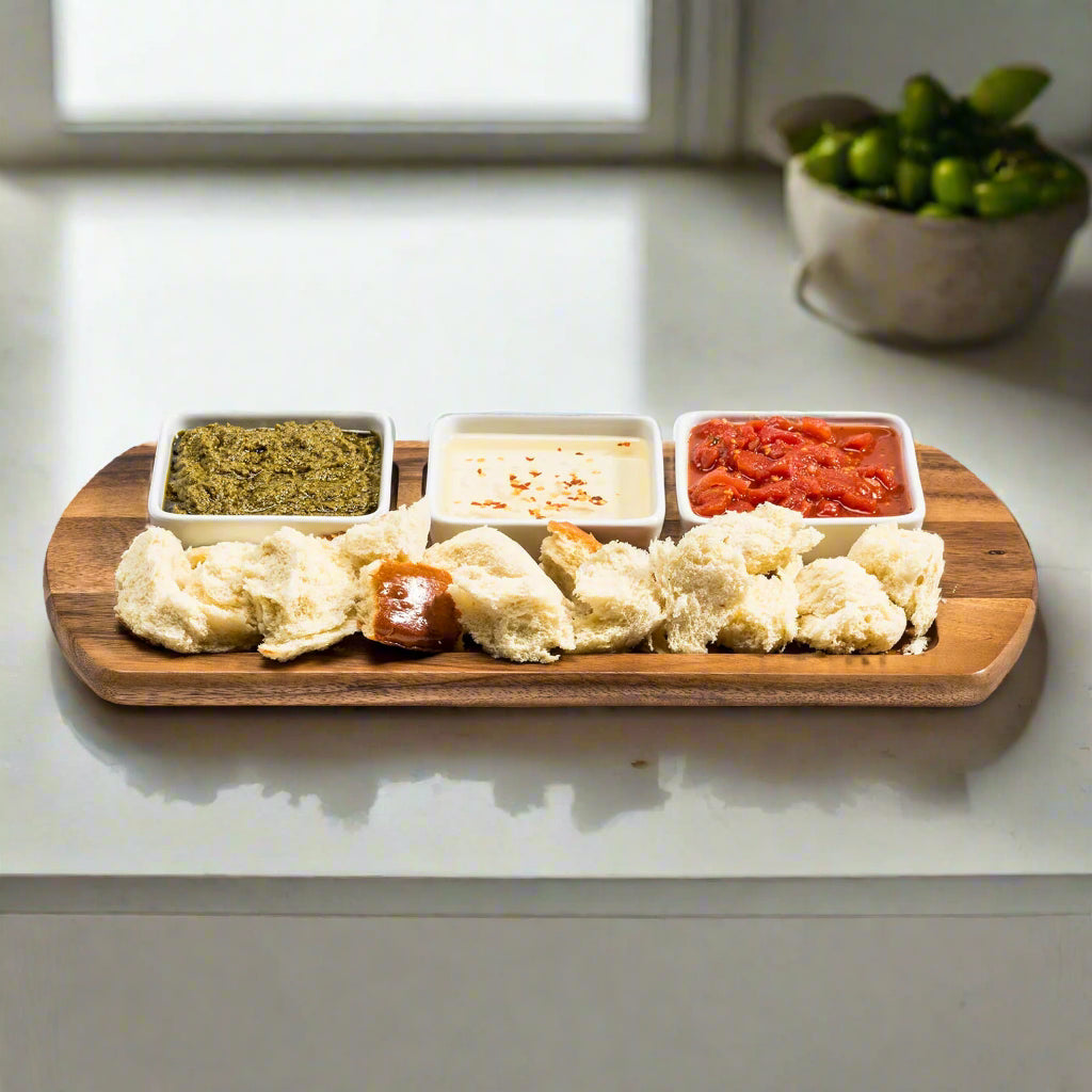 Charcuterie-/-Serving-Tray-w/-3-Square-Ceramic-Bowls-Serving-Tray