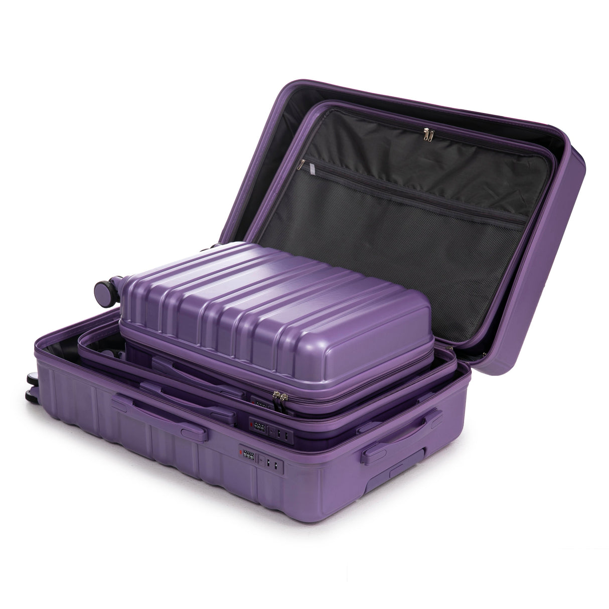 HIFINE Tourist 3-Piece ABS Spinner Wheel Luggage Set (Purple)