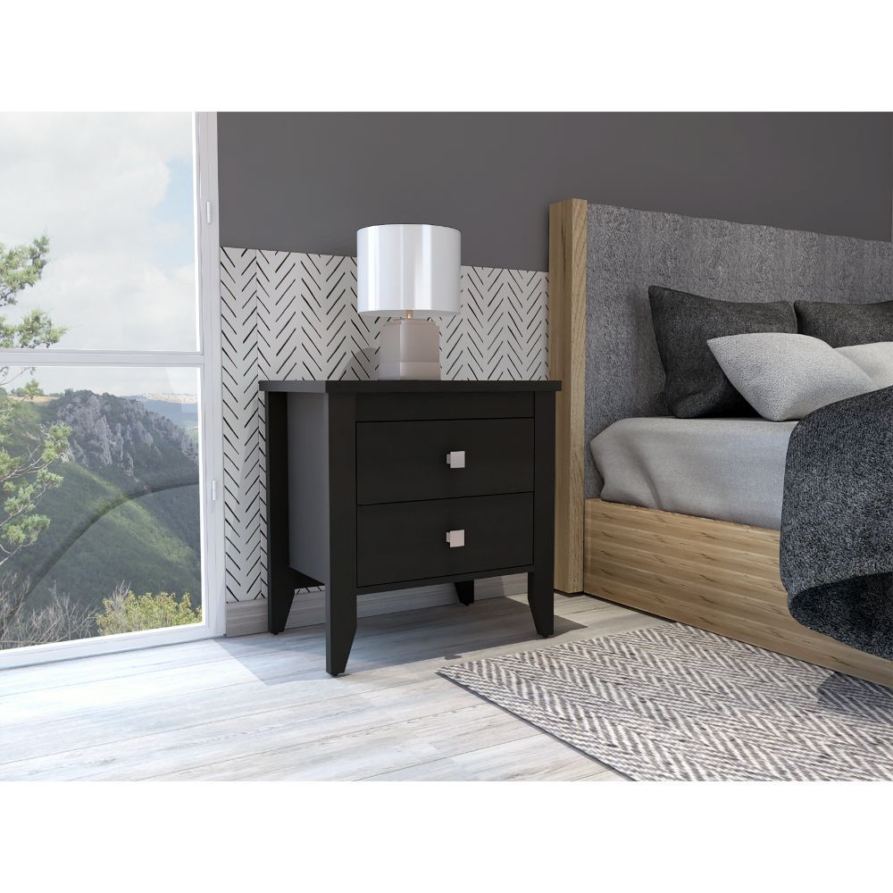 Breeze-Four-Legged-Modern-Bedroom-Nightstand,-with-Two-Drawers-Nightstands