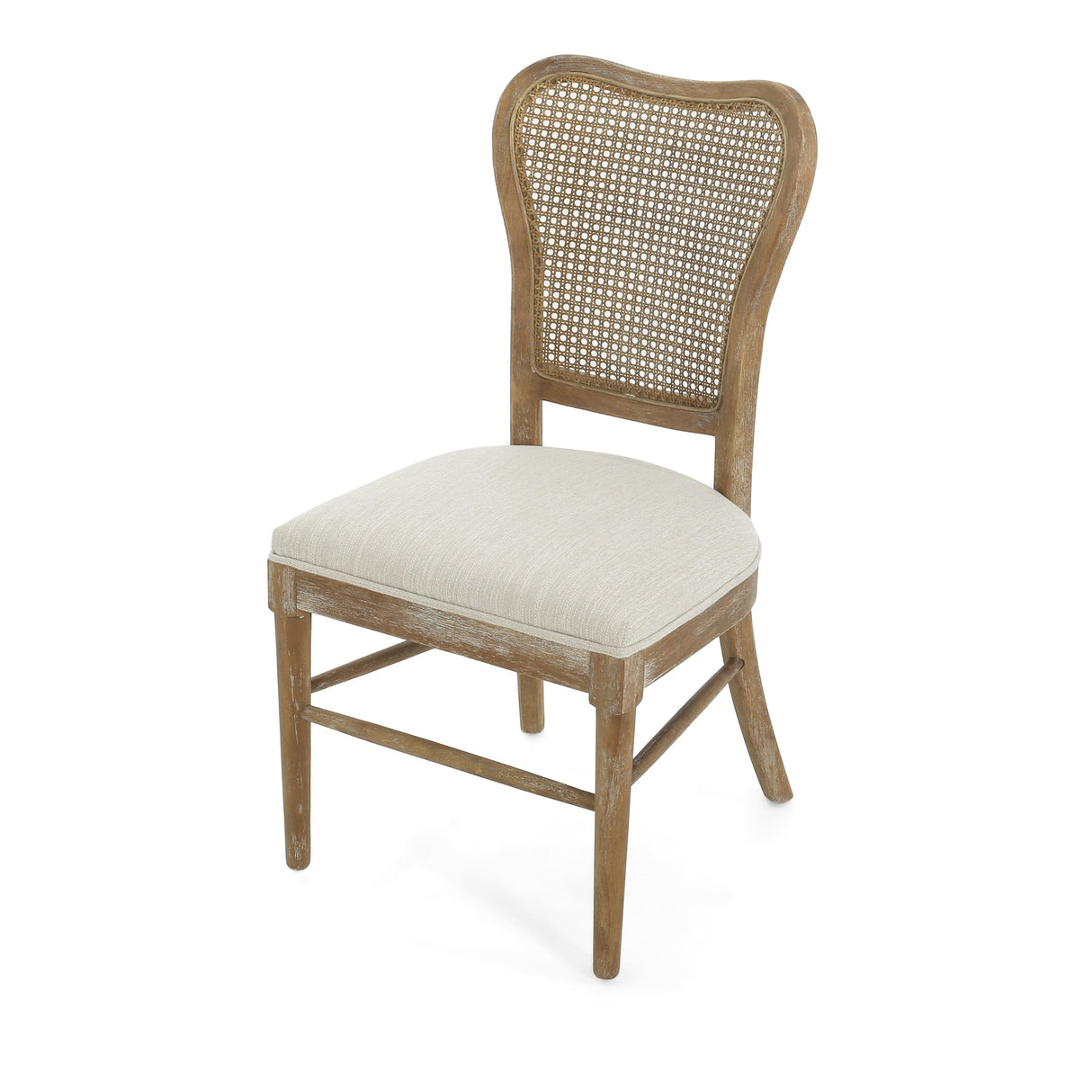 Wood and Woven Cane Dining Chairs, Set of 2