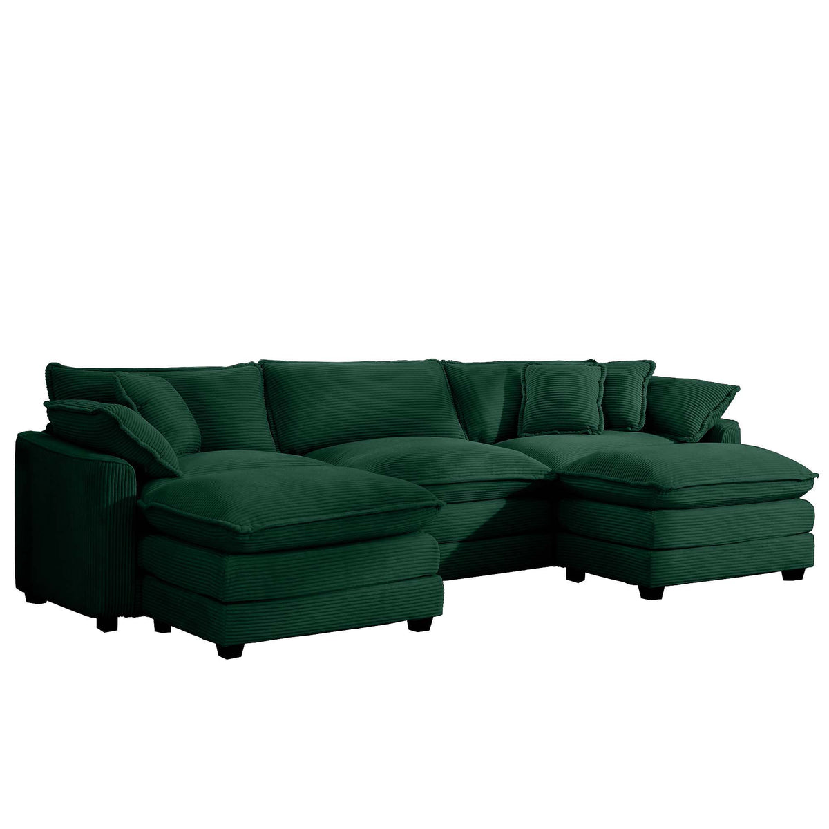 Modern Modular Cushion Sofa Set with Ottoman - Fabric, Multiple Colors