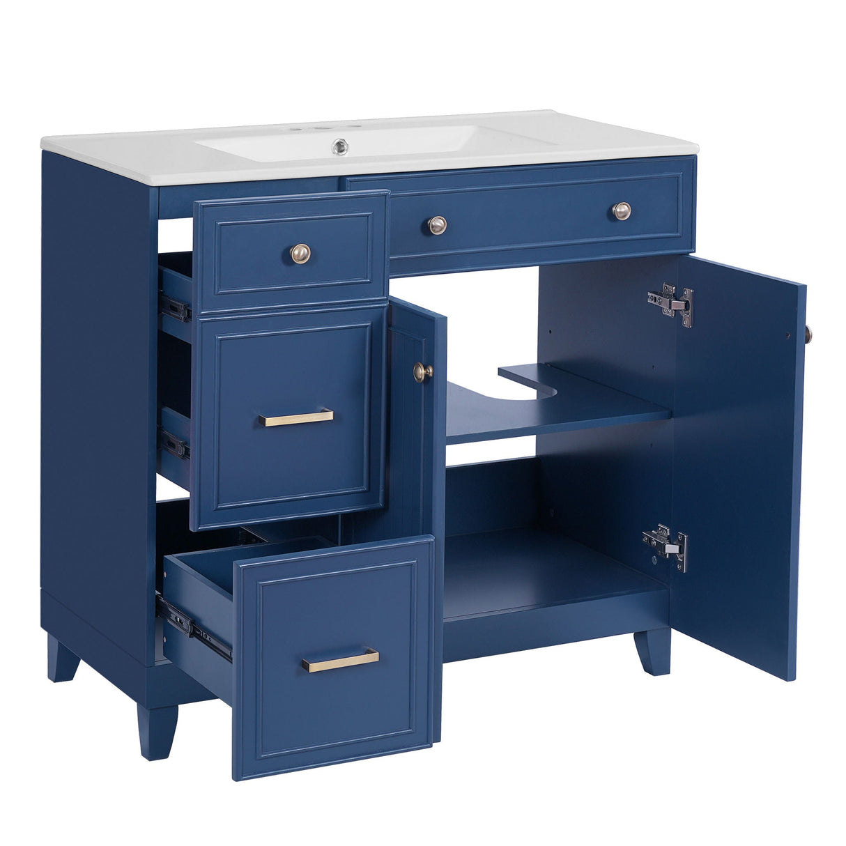 Bathroom Vanity With Sink, Soft Close Doors, Adjustable Shelves