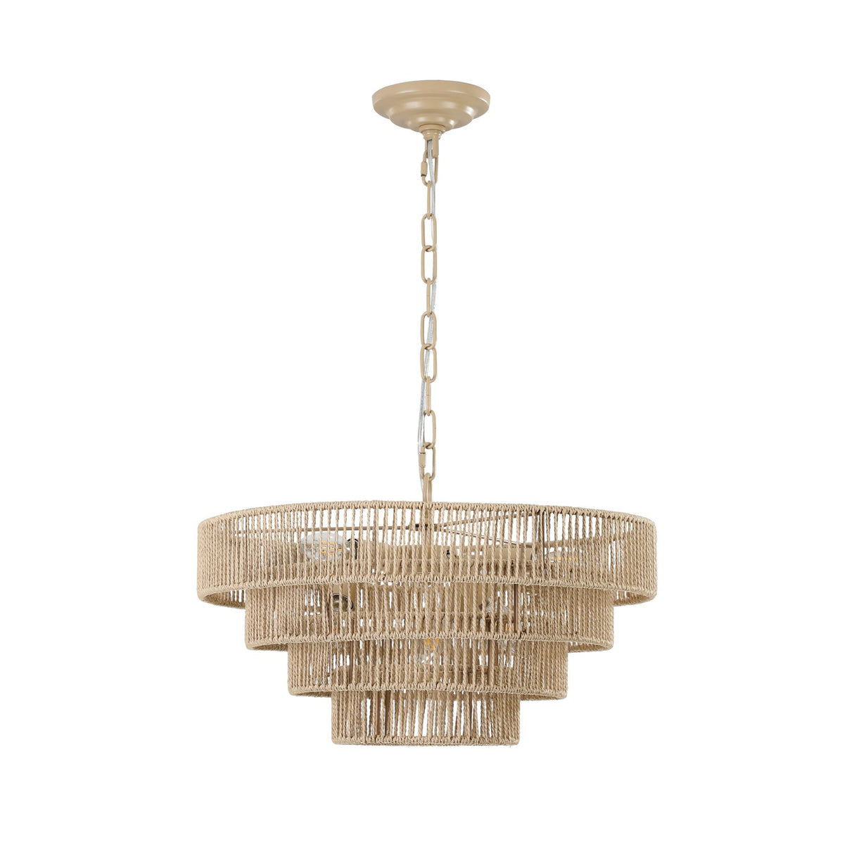 20' Modern 4-Layer Woven Hemp Rope Chandelier