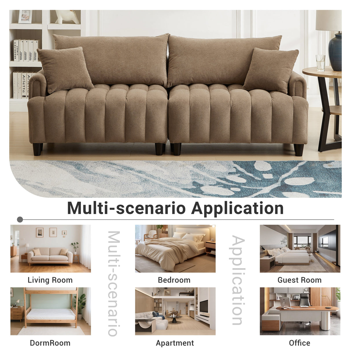 83'' Futon Sofa Bed with Adjustable Backrest and 2 Pillows