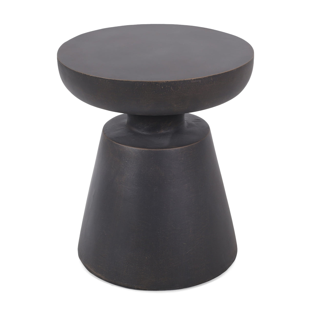 Outdoor Lightweight Concrete End Table with Copper Half-Sphere Top