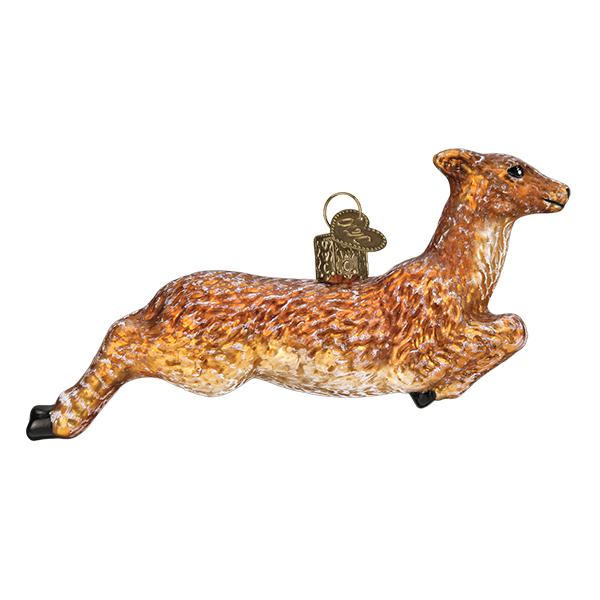 Vintage Deer Ornament Blown Glass Mercury Finish