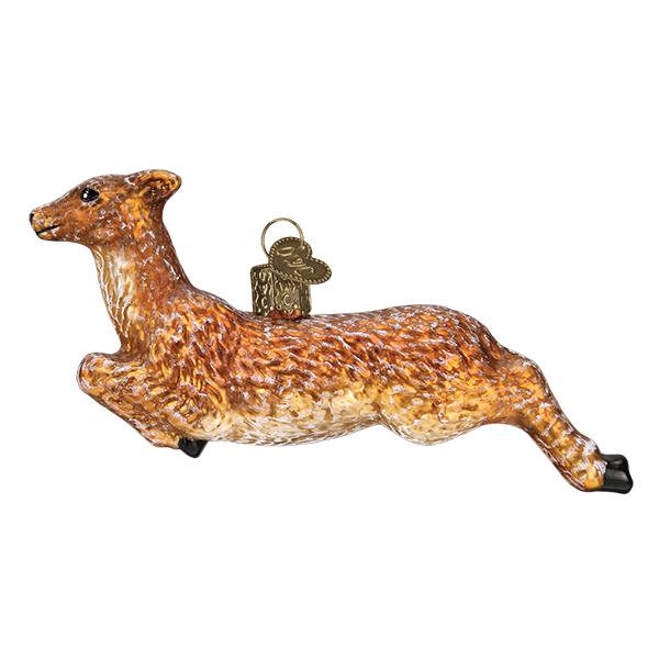 Vintage Deer Ornament Blown Glass Mercury Finish