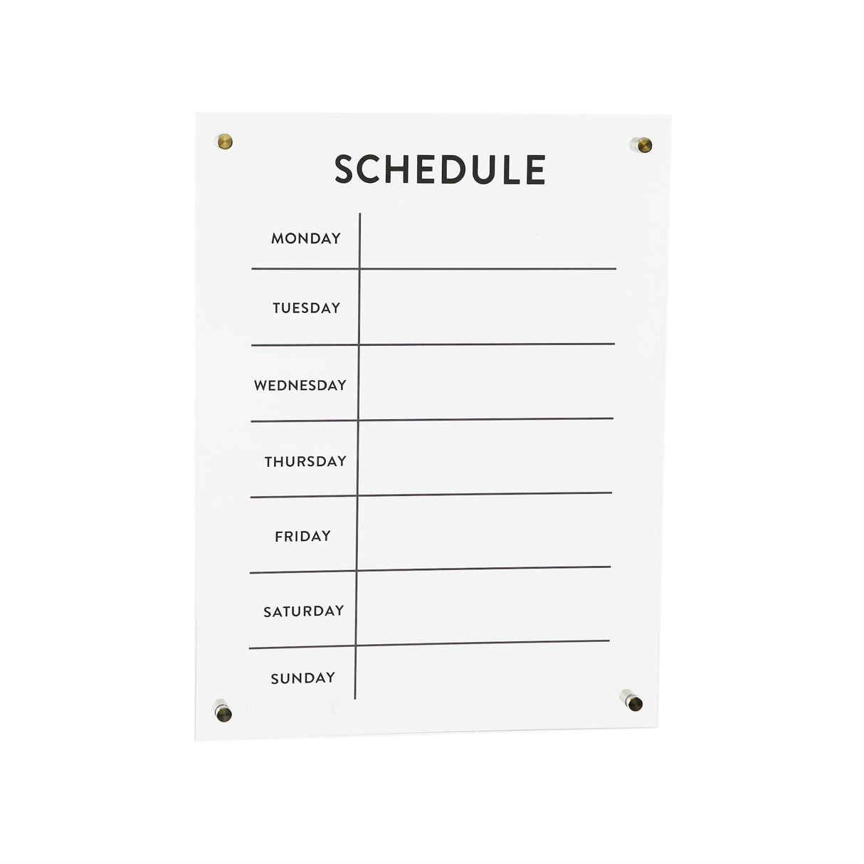 Acrylic dry erase weekly calender 19"h