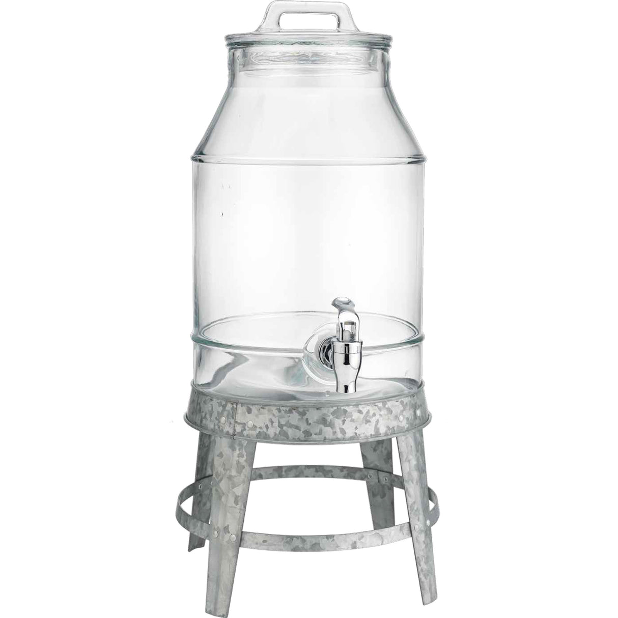 Farmhouse-Style 3-Gallon Beverage Dispenser On Galvanized Stand
