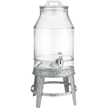 Farmhouse-Style 3-Gallon Beverage Dispenser On Galvanized Stand
