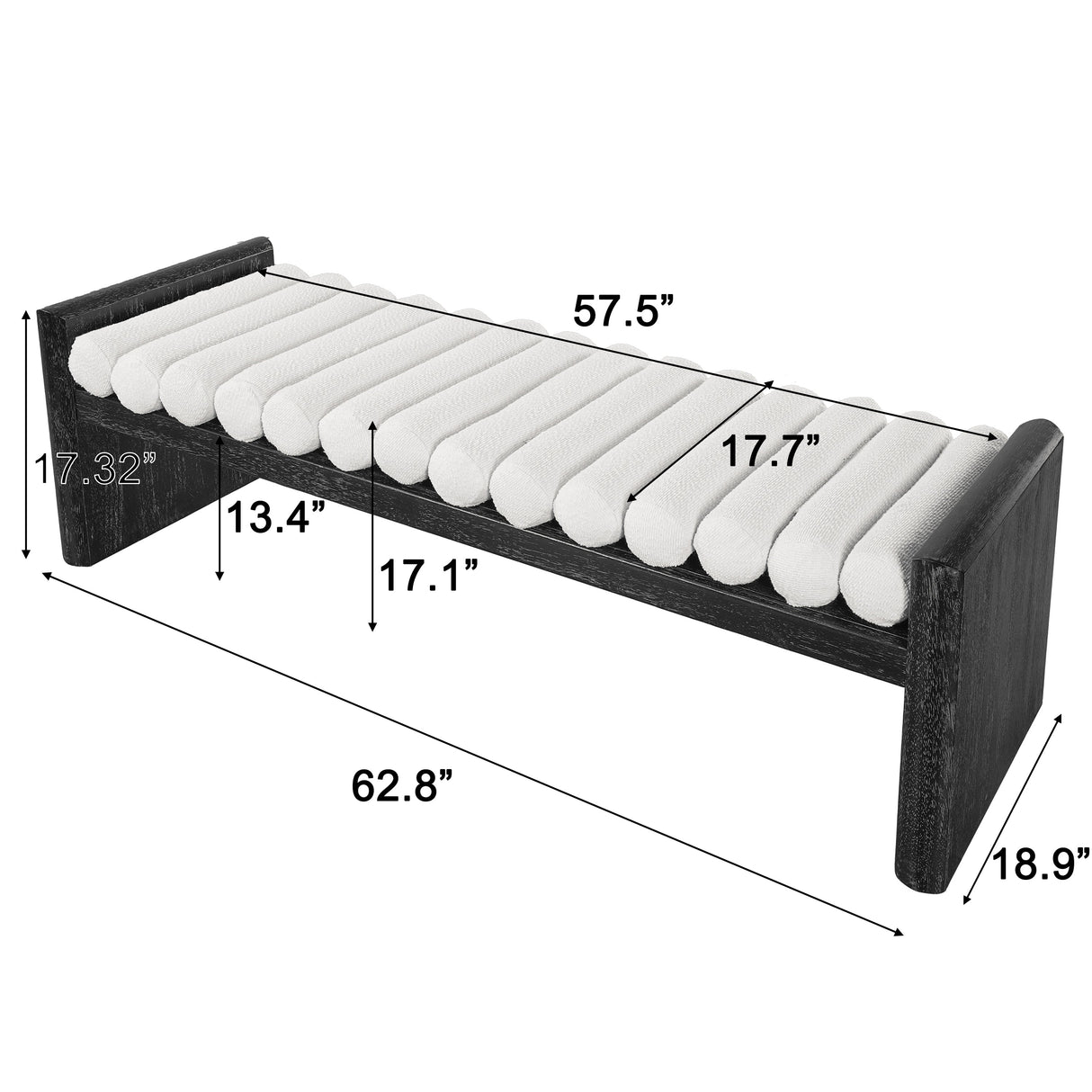 62.8" Modern Chenille Upholstered Bench