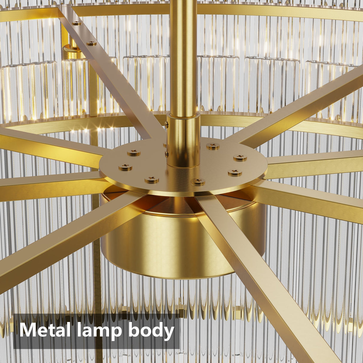 37' Modern Gold Round Chandelier,2-Tier 8-Light Water Ripple Crystal Glass Chandeliers,for Dining Room,Living Room,Bedroom,High Ceiling,Foyer Entryway,Luxury Chandelier