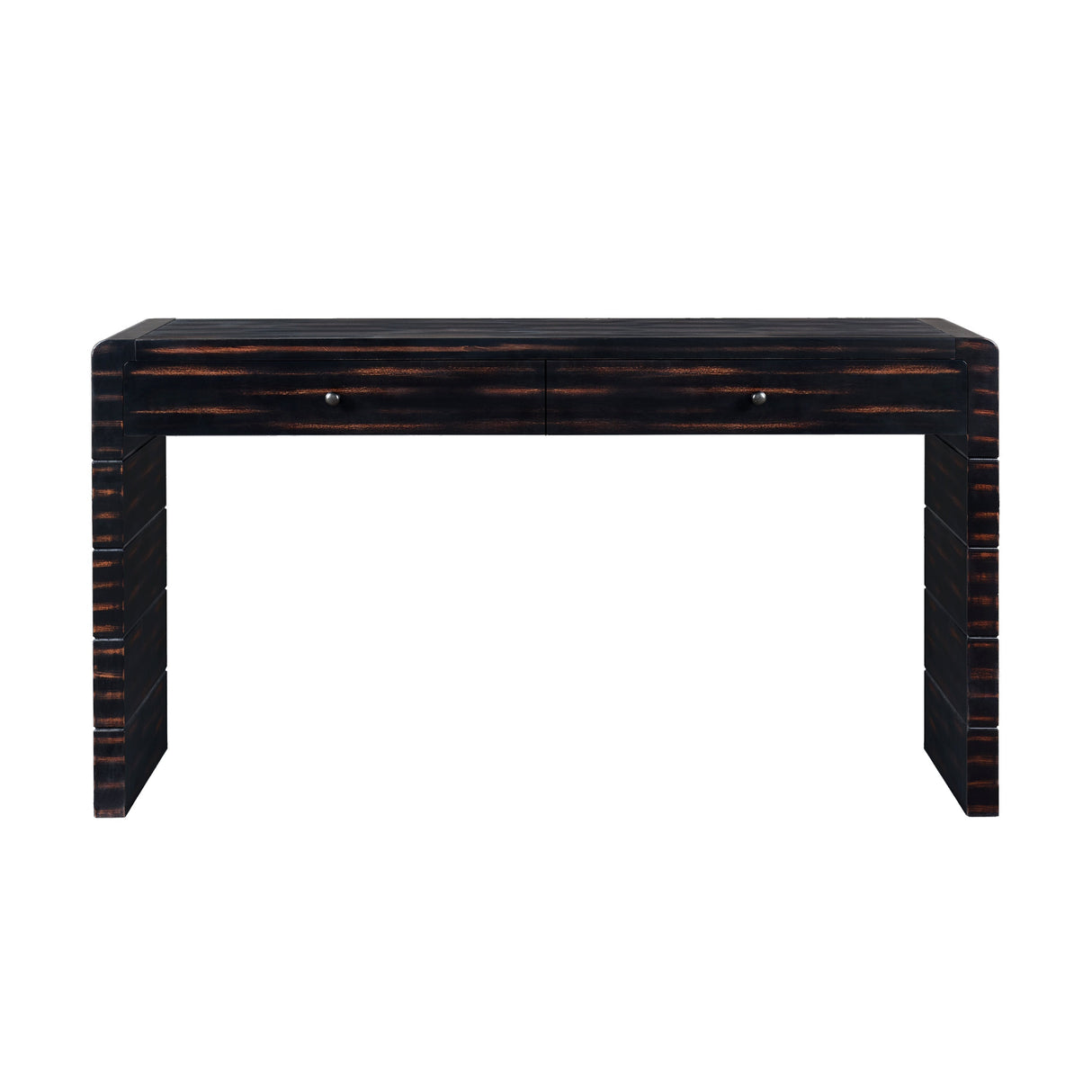 Curved Console Table with StorageDistressed Black