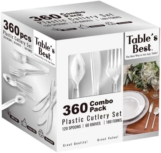Clear Disposable Cutlery Set - 360 Pieces
