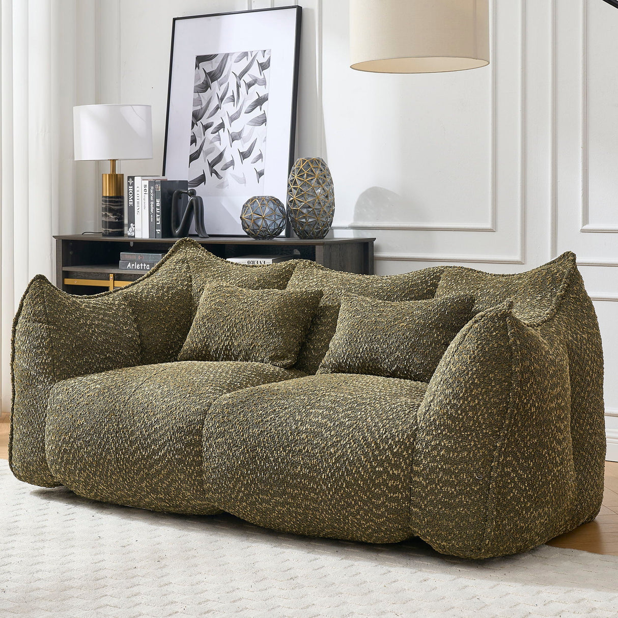 Comfortable Dual Beanbag Chair With High Resilience Foam Core For 2 People