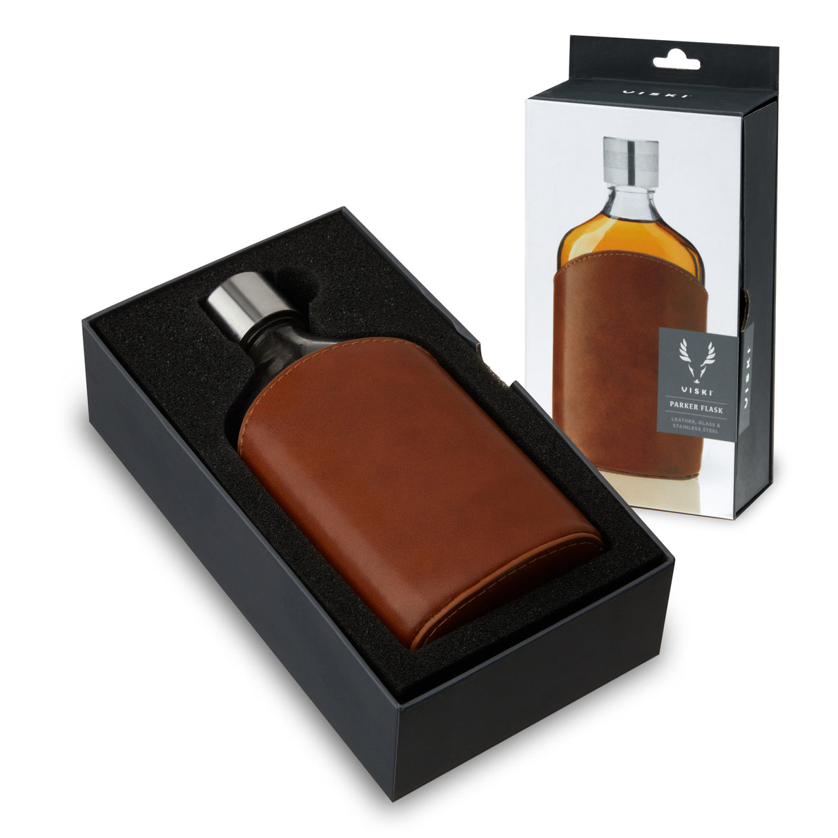 Admiral-Parker-Leather-Wrapped-Glass-Flask-Viski®-Cocktail-&-Barware-Tool-Sets