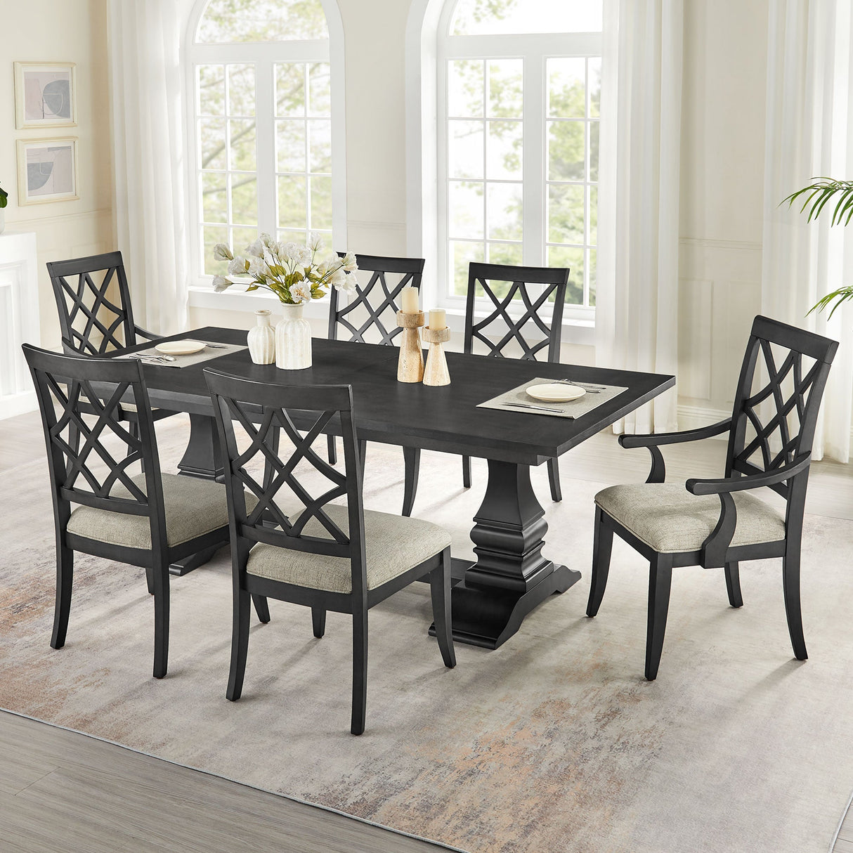 Daniella 7-Piece Modern Extendable Solid Wood Dining Set