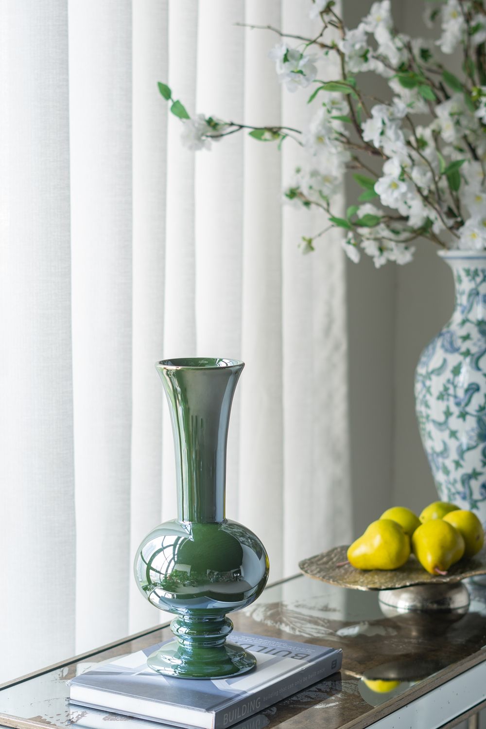 Rectangular Console Table With Elegant Floral Design And Mirrored - Silver Multi