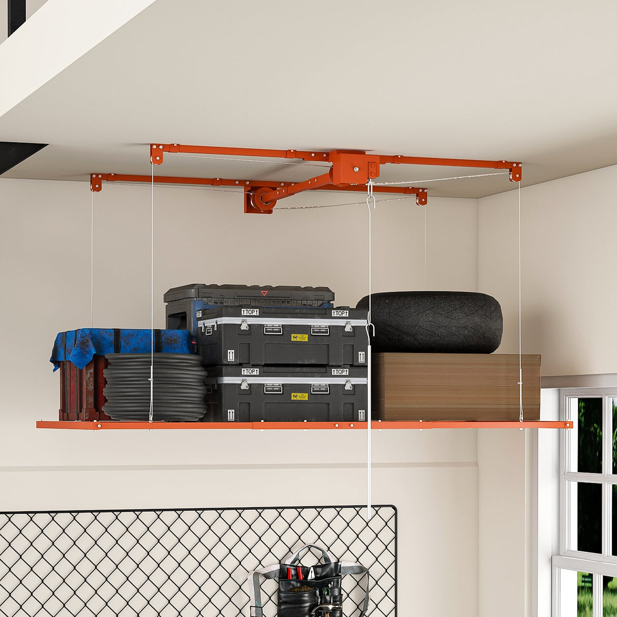 Orange Overhead Garage Storage Rack 3x6 FT