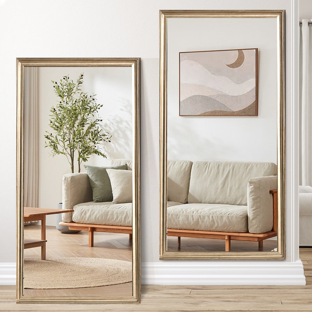 70' x 32' Gold Full Length Floor Mirror with PS Frame, Large Wall Mounted or Leaning Body Mirror for Bedroom, Living Room, Entryway