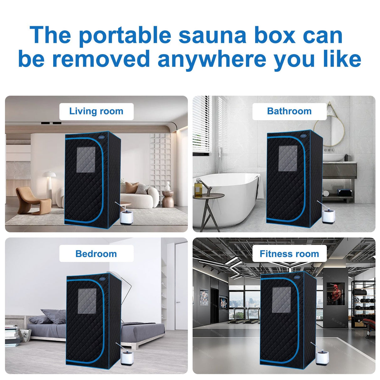 Portable Black Full Size Steam Sauna tent–Personal Home Spa, with Steam Generator, Remote Control, Foldable Chair, PVC pipes. Easy to Install,fast heating, with FCC & UL Certification.