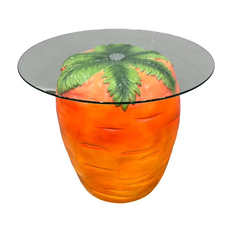 Carrot Shaped Side Table with Glass Top